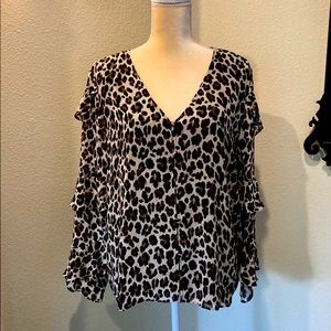Vince Camino leopard ruffled blouse XL